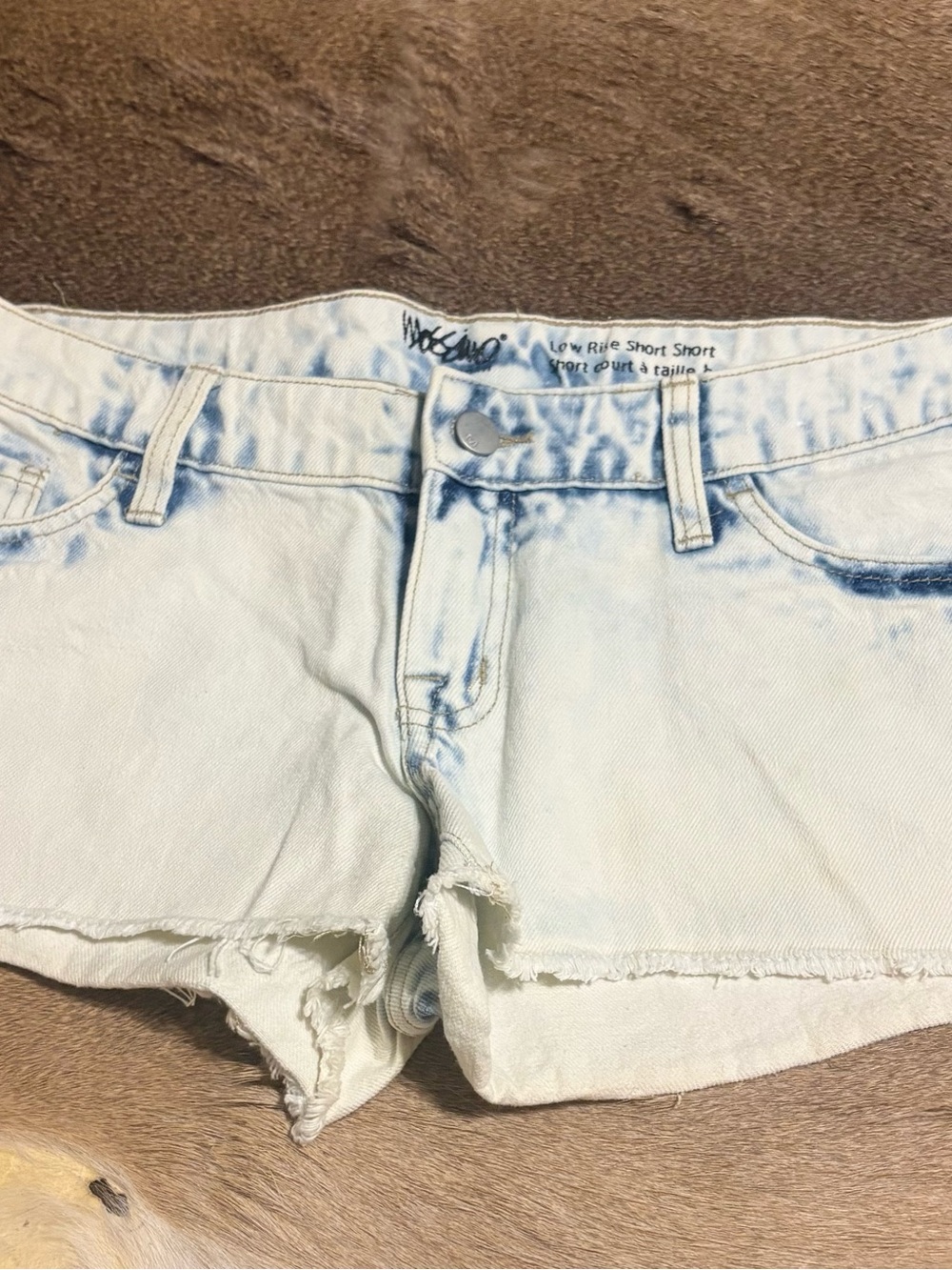 Mossimo Supply Co. Light Blue Acid-Wash Denim Low-Rise Short Shorts